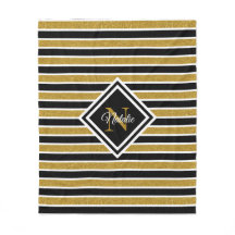 Svartvit Rand Monogram för snyggt Glitter