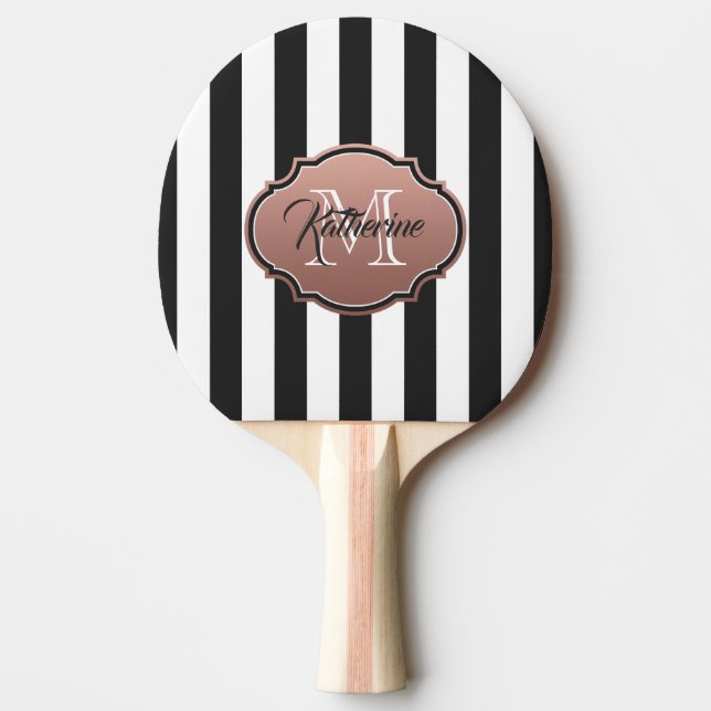 Svartvit Rand Monogram Pingisracket (Framsidan)