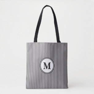 Svartvit Rand Monogram Tygkasse