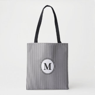 Svartvit Rand Monogram Tygkasse