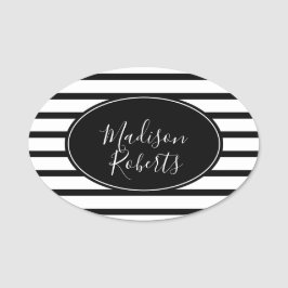 Svartvit Rand Namnbricka