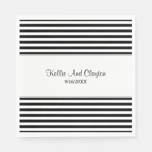 Svartvit Rand Napkins Pappersservett (Framsidan)