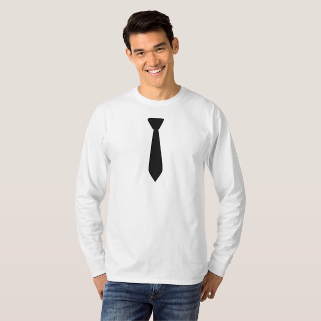 Svartvit rand necktie-kostym t shirt (Hel framsida)