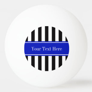 Svartvit Rand Royal Blue Ribbon Namn Monogram Pingisboll
