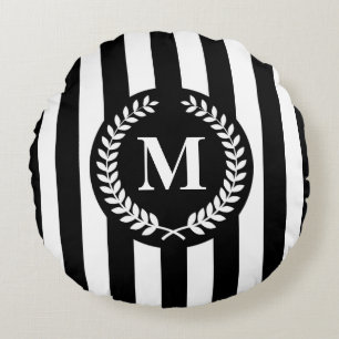 Svartvit Rand Rund Kudde