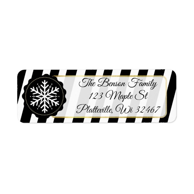 Svartvit Rand-snöflingan, Helgdag jul Returadress Etikett (Framsidan)