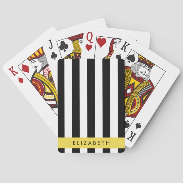 Svartvit Rand, Stripe, Linjer, Ditt namn Casinokort (Baksidan)