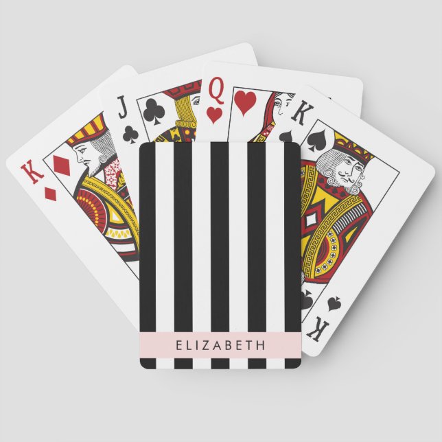 Svartvit Rand, Stripe, Linjer, Ditt namn Casinokort (Baksidan)