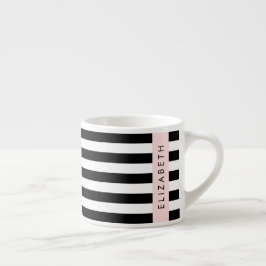 Svartvit Rand, Stripe, Linjer, Ditt namn Espressomugg