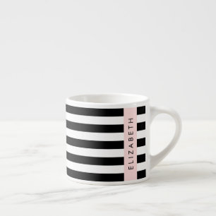 Svartvit Rand, Stripe, Linjer, Ditt namn Espressomugg