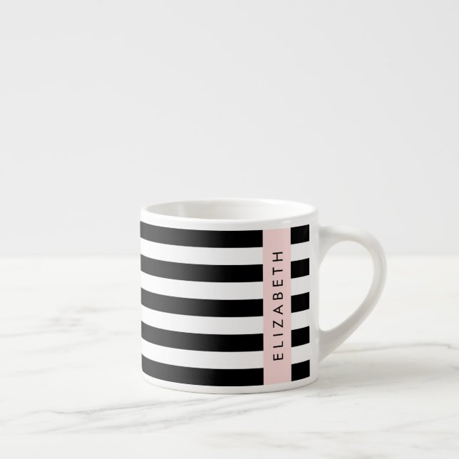 Svartvit Rand, Stripe, Linjer, Ditt namn Espressomugg (Höger)