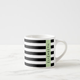 Svartvit Rand, Stripe, Linjer, Ditt namn Espressomugg