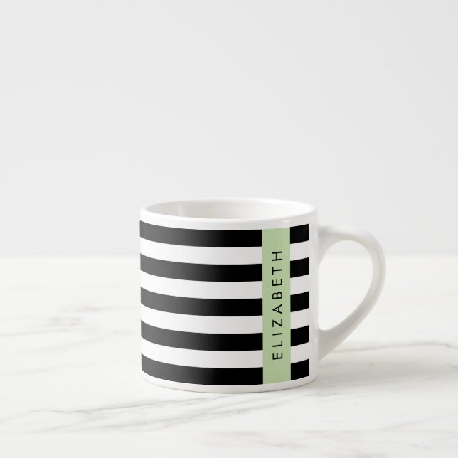Svartvit Rand, Stripe, Linjer, Ditt namn Espressomugg (Höger)