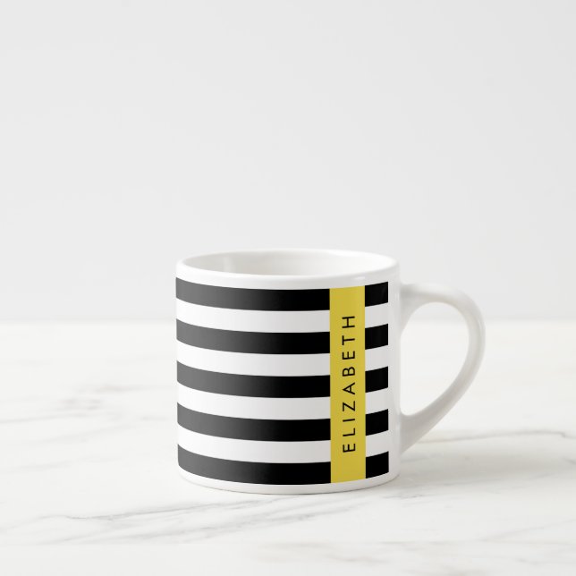 Svartvit Rand, Stripe, Linjer, Ditt namn Espressomugg (Höger)