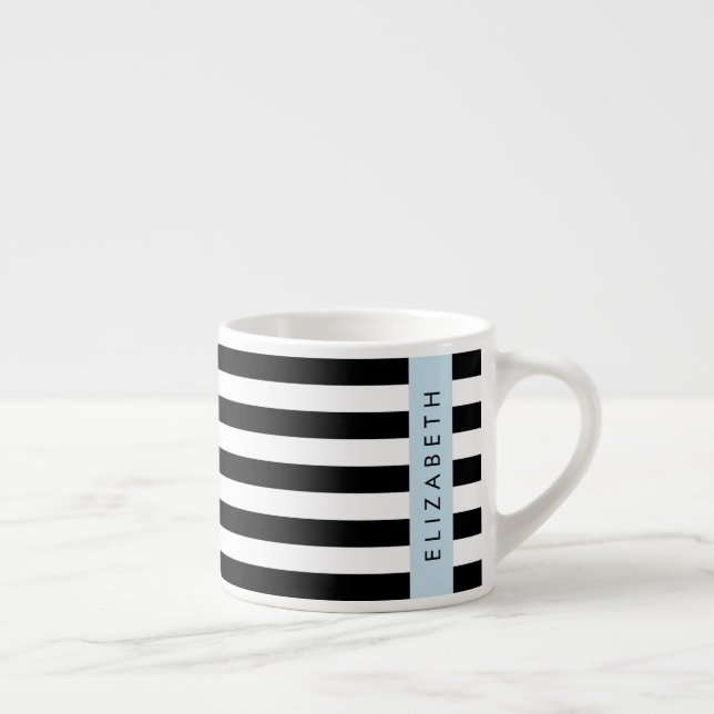 Svartvit Rand, Stripe, Linjer, Ditt namn Espressomugg (Höger)