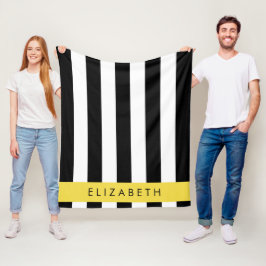 Svartvit Rand, Stripe, Linjer, Ditt namn Fleecefilt