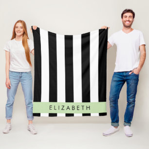 Svartvit Rand, Stripe, Linjer, Ditt namn Fleecefilt