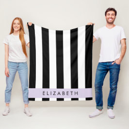 Svartvit Rand, Stripe, Linjer, Ditt namn Fleecefilt