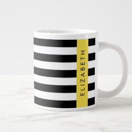 Svartvit Rand, Stripe, Linjer, Ditt namn Jumbo Mugg
