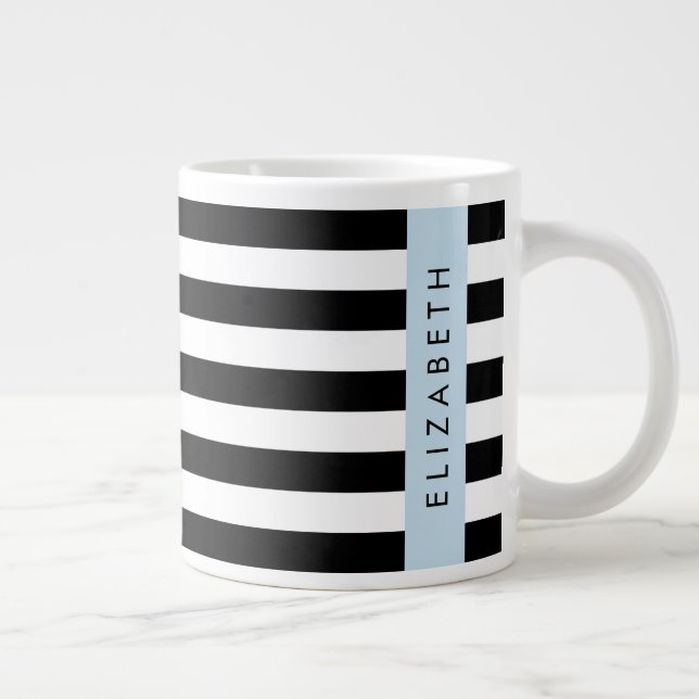 Svartvit Rand, Stripe, Linjer, Ditt namn Jumbo Mugg (Höger)