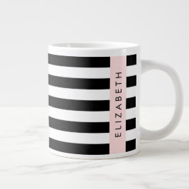 Svartvit Rand, Stripe, Linjer, Ditt namn Jumbo Mugg
