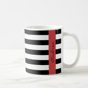 Svartvit Rand, Stripe, Linjer, Ditt namn Kaffemugg