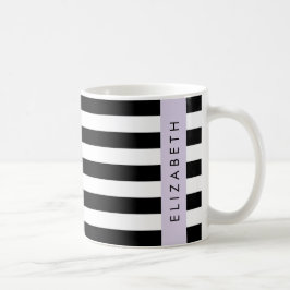 Svartvit Rand, Stripe, Linjer, Ditt namn Kaffemugg