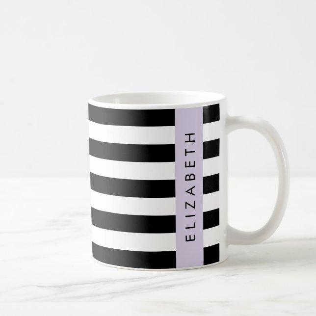 Svartvit Rand, Stripe, Linjer, Ditt namn Kaffemugg (Höger)