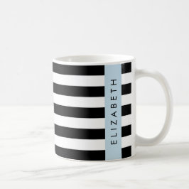 Svartvit Rand, Stripe, Linjer, Ditt namn Kaffemugg