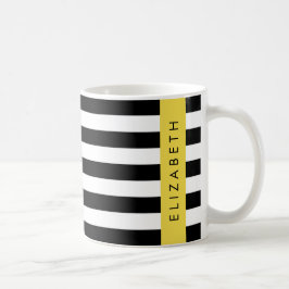 Svartvit Rand, Stripe, Linjer, Ditt namn Kaffemugg
