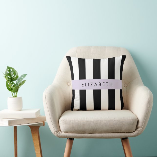 Svartvit Rand, Stripe, Linjer, Ditt namn Kudde (Stol)