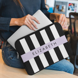 Svartvit Rand, Stripe, Linjer, Ditt namn Laptop Fodral