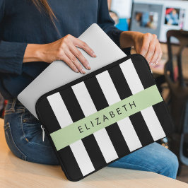 Svartvit Rand, Stripe, Linjer, Ditt namn Laptop Fodral