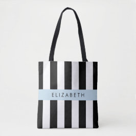 Svartvit Rand, Stripe, Linjer, Ditt namn Tygkasse