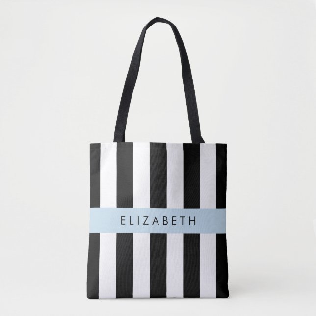 Svartvit Rand, Stripe, Linjer, Ditt namn Tygkasse (Framsida)