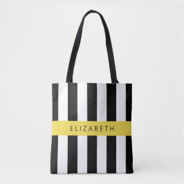 Svartvit Rand, Stripe, Linjer, Ditt namn Tygkasse