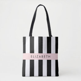 Svartvit Rand, Stripe, Linjer, Ditt namn Tygkasse