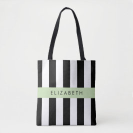 Svartvit Rand, Stripe, Linjer, Ditt namn Tygkasse