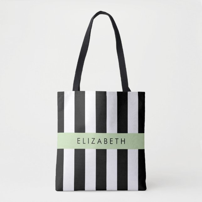Svartvit Rand, Stripe, Linjer, Ditt namn Tygkasse (Framsida)