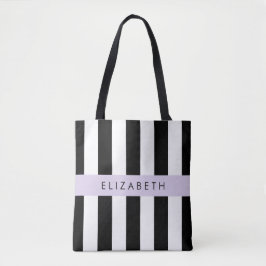 Svartvit Rand, Stripe, Linjer, Ditt namn Tygkasse