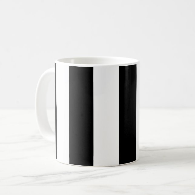 Svartvit Rand, stripe Mönster, Linjer Kaffemugg (Framsida vänster)
