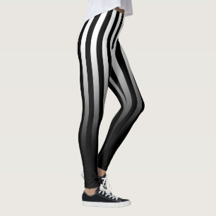 Svartvit Rand tonas till svart bensin Leggings