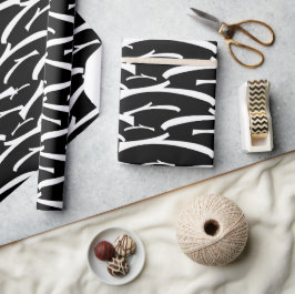 Svartvit Rand Trendig Chic Presentpapper