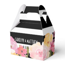 Svartvit Rand, vattenfärg Blommigt Bröllop