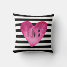 Svartvit Rand - vattenfärgsfärgad hjärtsmonogram