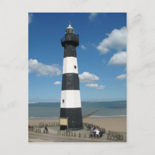 Svartvit, randig fyr vykort