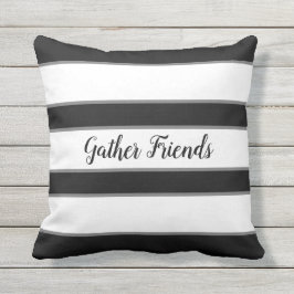 Svartvit randig hopsamlingvänuteplats kudde