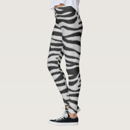 Svartvit, realistisk Zebra Päls Struktur Leggings