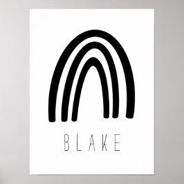 Svartvit regnbåge Namn Nursery Decor Poster