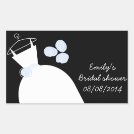 Svartvit rektangel med blå Möhippa i bröllop Rektangulärt Klistermärke